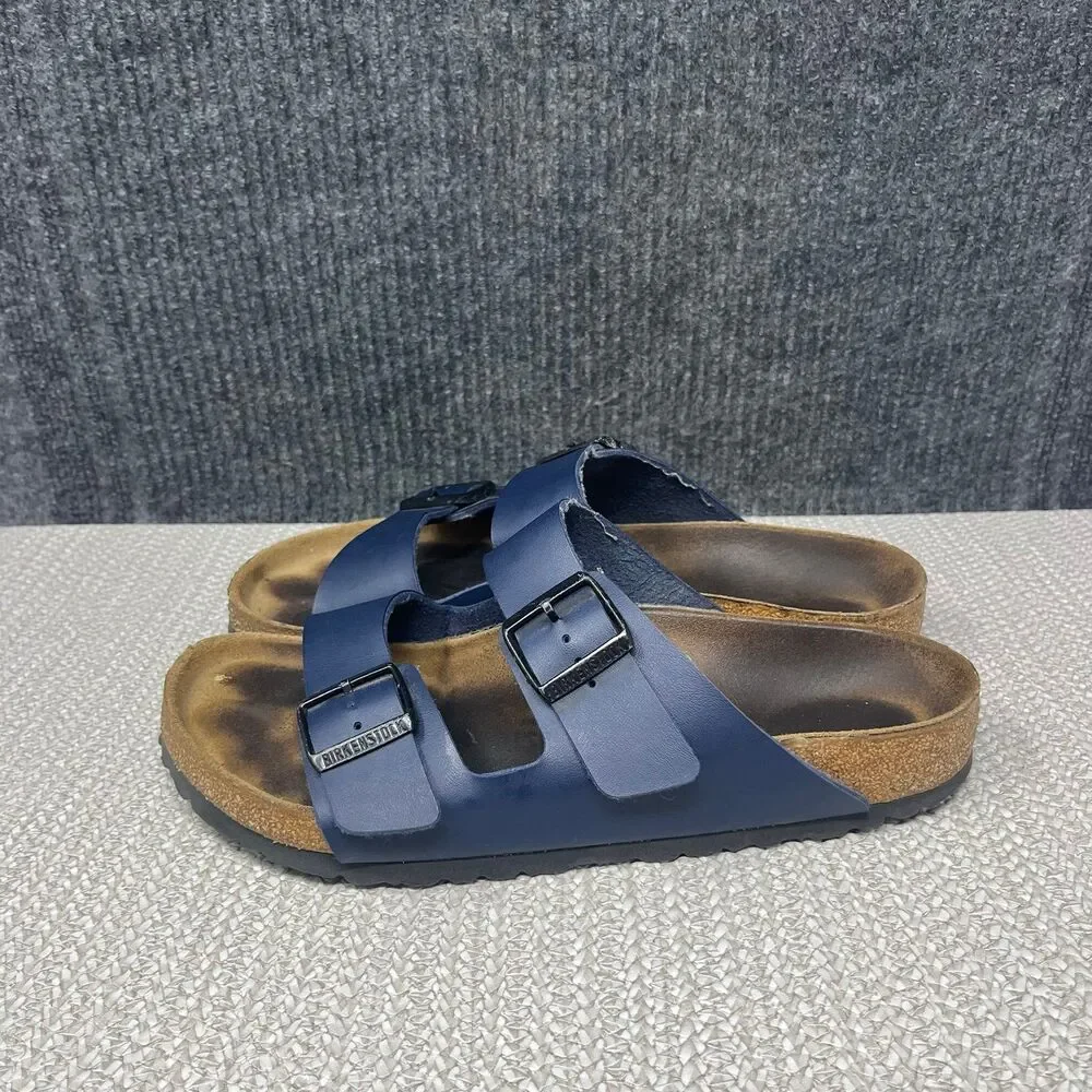 Birkenstock Arizona Navy Blue Leather Sandals Slide Mens Size 9 US / 42 EU - Picture 3 of 7